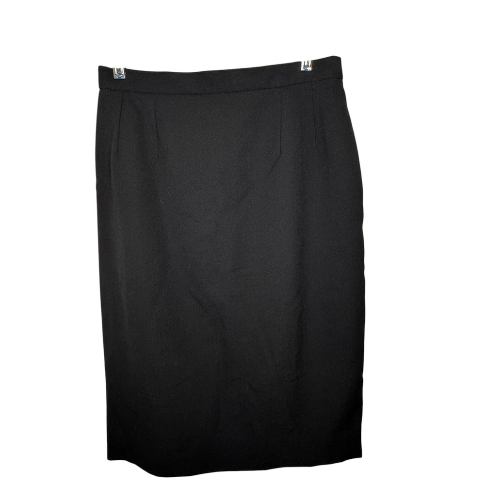 Austin Reed Black Pencil Skirt Womens 10 Worsted Wool Lined Knee Length Vintage